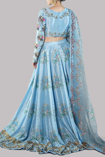 MUSE | BALTIC SEA LEHENGA CHOLI EMBELLISHED SET