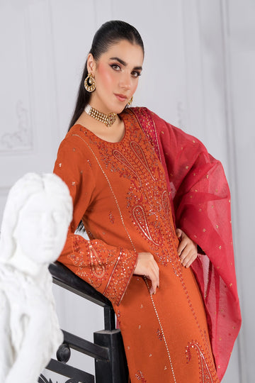 HEERA'S | ZARQAAB | BURNT ORANGE CRIMSON