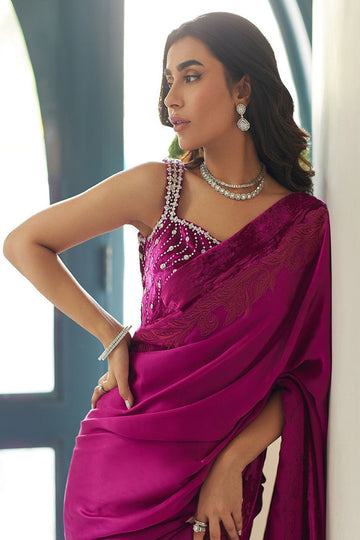 FARAH TALIB AZIZ | VELVETS | ZERMINE MAGENTA SAREE