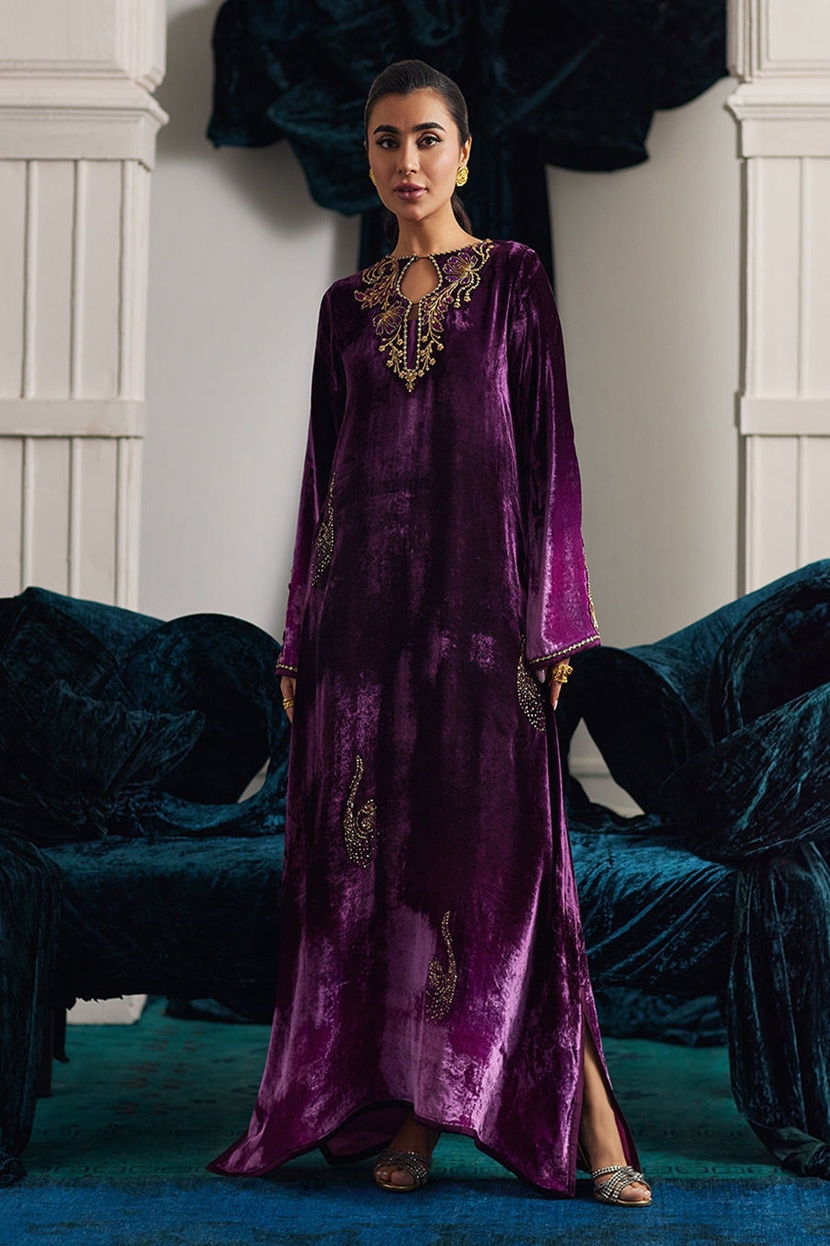 FARAH TALIB AZIZ | VELVETS | NIA OMBRE VELVET KAFTAN
