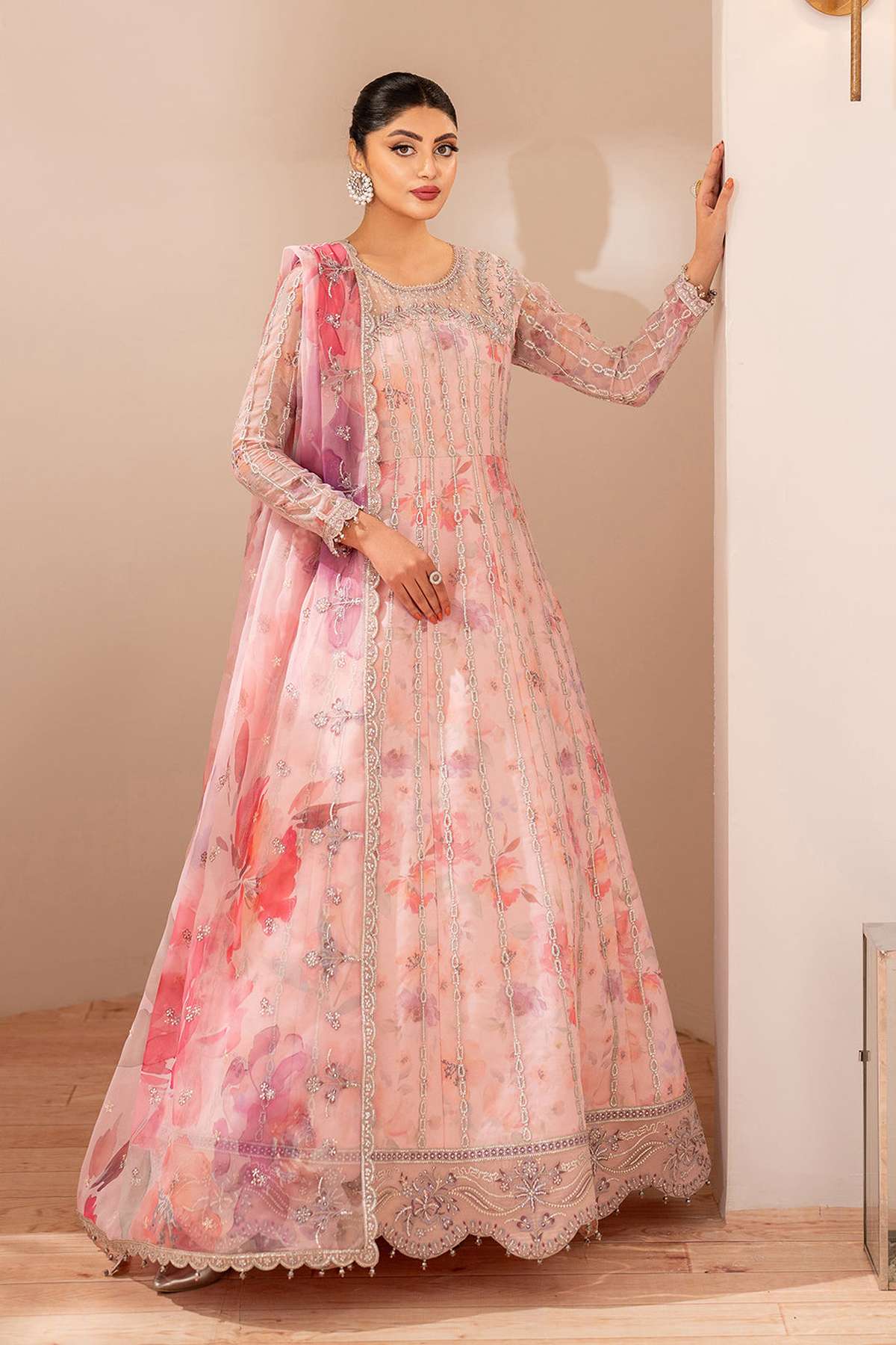 ALIZEH | FLEUR - EMBROIDERED PRINTED CHIFFON | AF-CH-2197-RIMAYAH