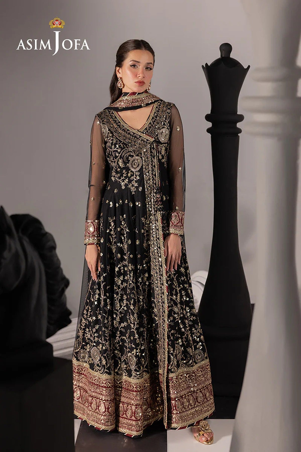 ASIM JOFA | IZEL | AJIZL-03 EMBROIDERED NET 3 PCS