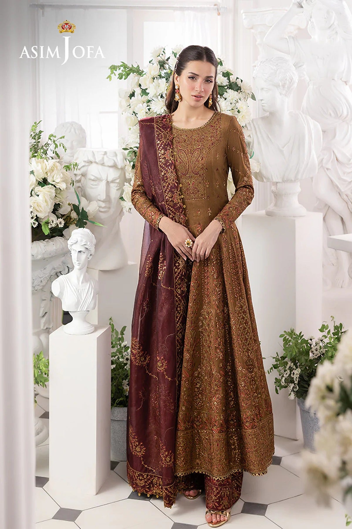 ASIM JOFA | IZEL | AJIZL-13 EMBROIDERED SPUN RAW SILK 3 PCS