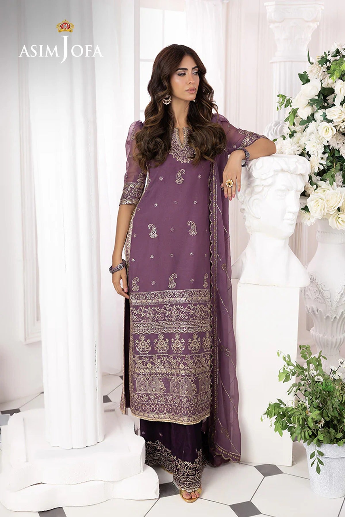 ASIM JOFA | IZEL | AJIZL-16 EMBROIDERED CHIFFON 3 PCS
