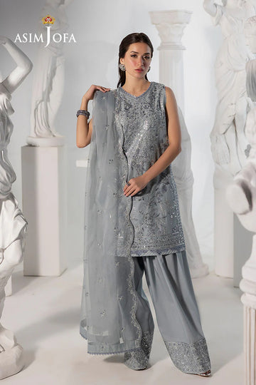 ASIM JOFA | IZEL | AJIZL-17 EMBROIDERED BOSKI SILK 3 PCS