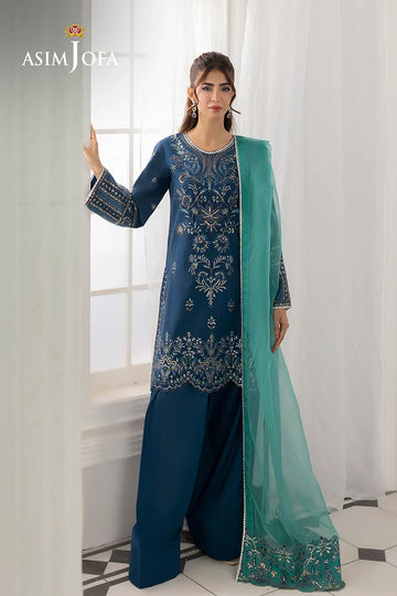 ASIM JOFA | IZEL | AJIZL-18 EMBROIDERED SILK 3 PCS