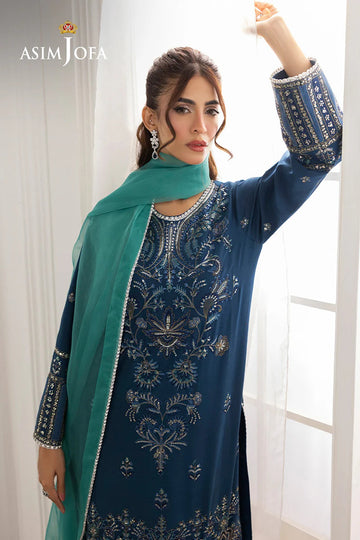 ASIM JOFA | IZEL | AJIZL-18 EMBROIDERED SILK 3 PCS