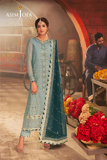 ASIM JOFA | CHAMKEELI | AJKK-17 EMBROIDERED CHIFFON 3 PCS