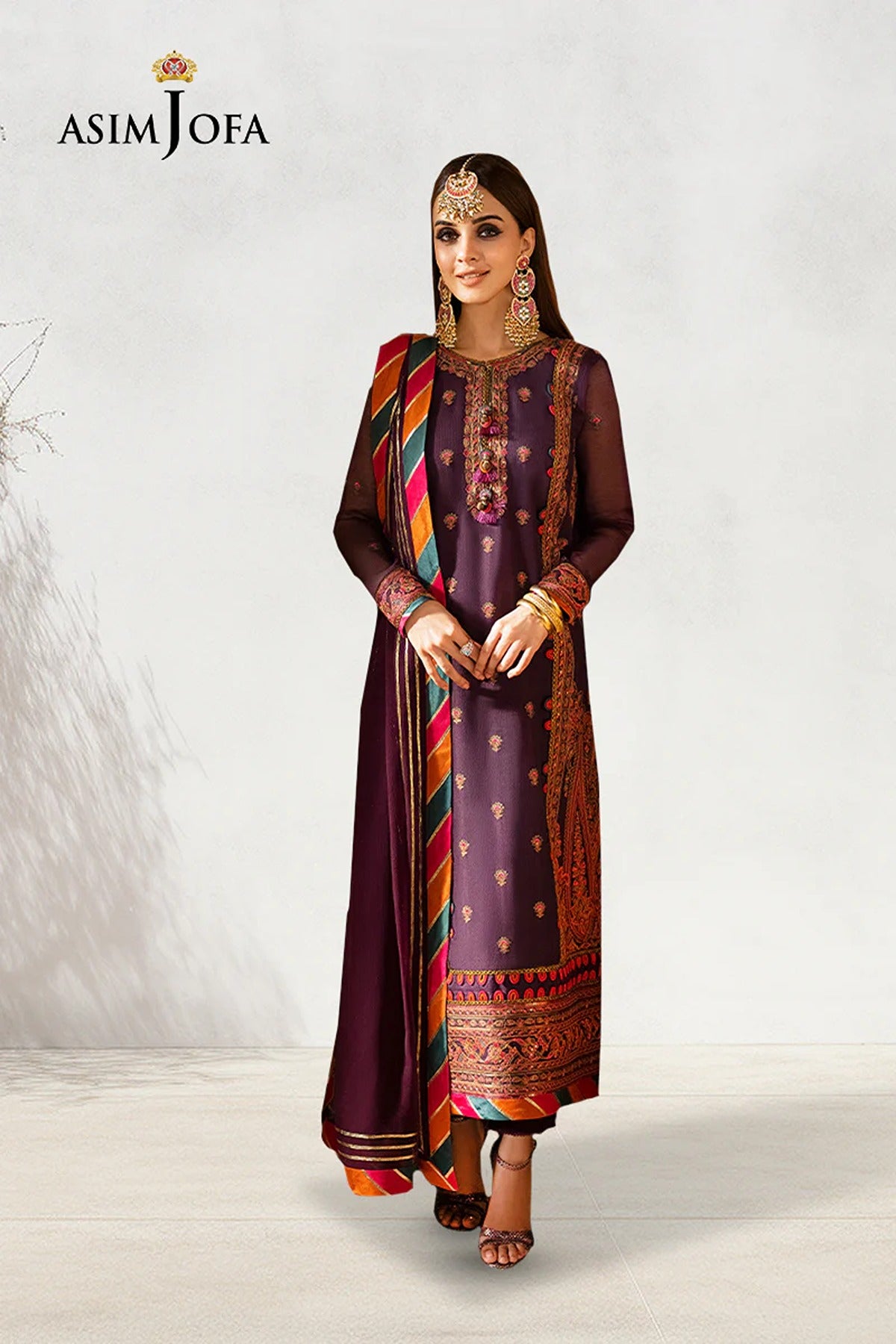 ASIM JOFA | FESTIVE EDIT | AJKM-09 EMBROIDERED COTTON NET ORGANZA