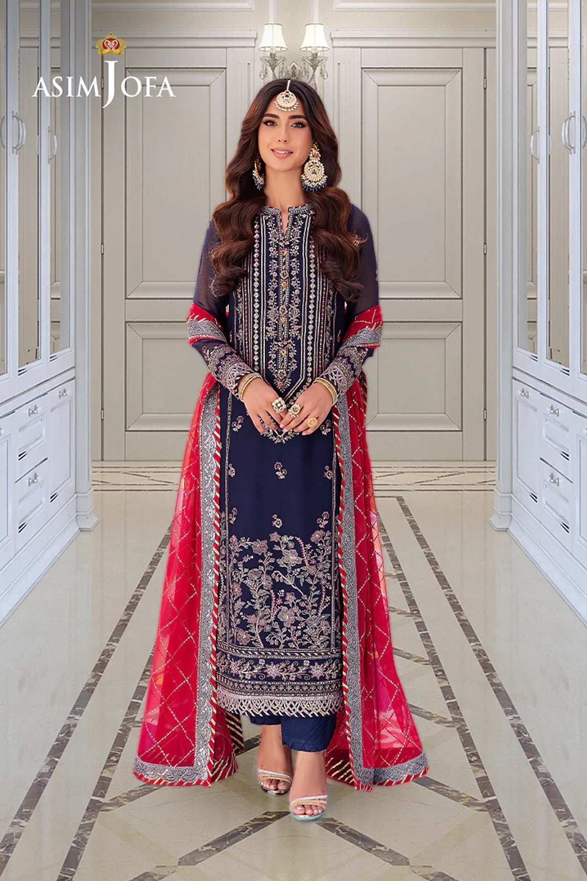 ASIM JOFA | FESTIVE LUXE | AJMJ-07 EMBROIDERED CHIFFON