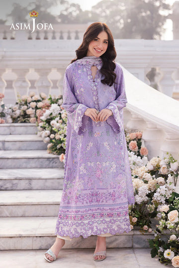 ASIM JOFA | CHARMEUSE SILK | AJRS-01 DIGITALLY PRINTED EMBROIDERED GRIP 3 PCS