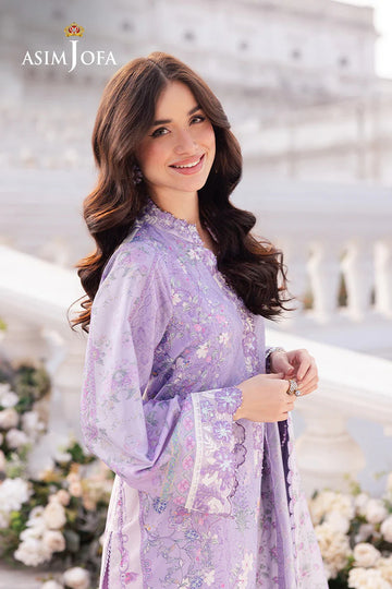 ASIM JOFA | CHARMEUSE SILK | AJRS-01 DIGITALLY PRINTED EMBROIDERED GRIP 3 PCS