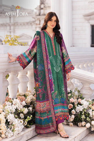 ASIM JOFA | CHARMEUSE SILK | AJRS-02 DIGITALLY PRINTED EMBROIDERED GRIP 3 PCS