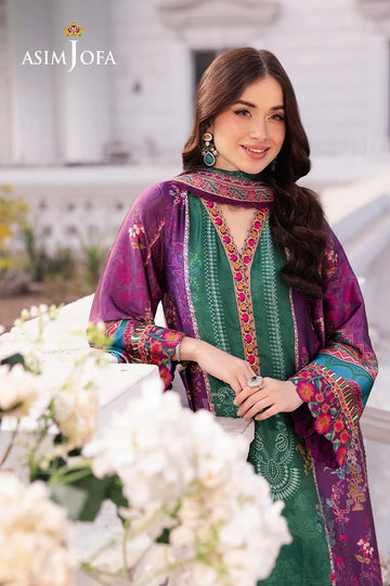 ASIM JOFA | CHARMEUSE SILK | AJRS-02 DIGITALLY PRINTED EMBROIDERED GRIP 3 PCS