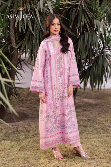 ASIM JOFA | CHARMEUSE SILK | AJRS-03 DIGITALLY PRINTED EMBROIDERED GRIP 3 PCS