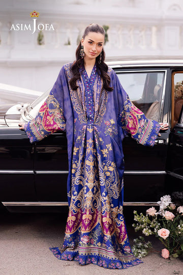 ASIM JOFA | CHARMEUSE SILK | AJRS-06 DIGITALLY PRINTED EMBROIDERED BLENDED SILK 1 PC