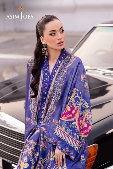 ASIM JOFA | CHARMEUSE SILK | AJRS-06 DIGITALLY PRINTED EMBROIDERED BLENDED SILK 1 PC