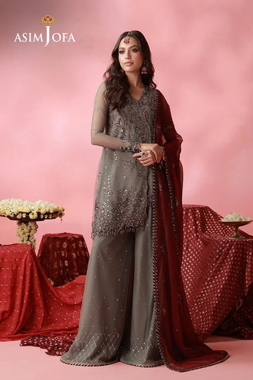 ASIM JOFA | FESTIVE WEAR 26 | AJUFC-14 EMBROIDERED POLY NET 3 PCS
