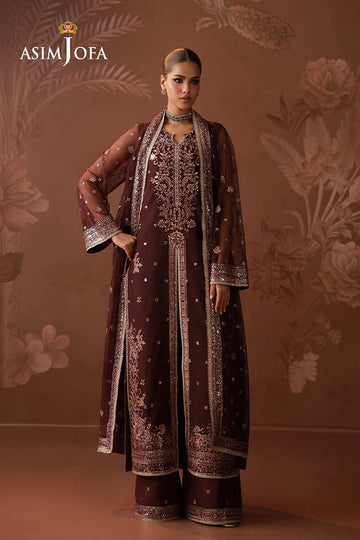 ASIM JOFA | WEDDING FESTIVE 26 | AJULD-07 EMBROIDERED POLY NET 3 PCS