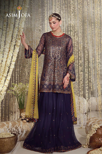 ASIM JOFA | LUXURY FESTIVE 26 | AJULFE-04 EMBROIDERED POLY NET 3 PCS