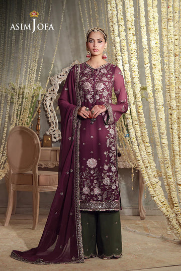 ASIM JOFA | LUXURY FESTIVE 26 | AJULFE-11 EMBROIDERED CHIFFON 3 PCS