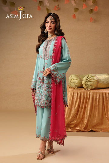 ASIM JOFA | KINZA FESTIVE EDIT | AJULIF-02 EMBROIDERED RAW SILK 3 PCS
