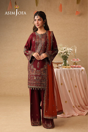 ASIM JOFA | KINZA FESTIVE EDIT | AJULIF-04 EMBROIDERED BOSKI SILK 3 PCS