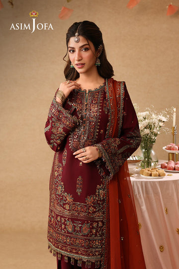 ASIM JOFA | KINZA FESTIVE EDIT | AJULIF-04 EMBROIDERED BOSKI SILK 3 PCS