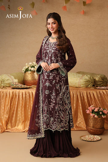 ASIM JOFA | KINZA FESTIVE EDIT | AJULIF-07 EMBROIDERED TWISTED SILK 3 PCS