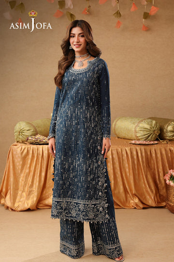 ASIM JOFA | KINZA FESTIVE EDIT | AJULIF-09 EMBROIDERED CHIFFON 2 PCS