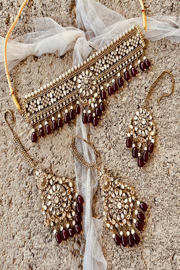 KOH-E-GEM | JEWELLERY | AFSANA-E-SHEESHAH - MAROON