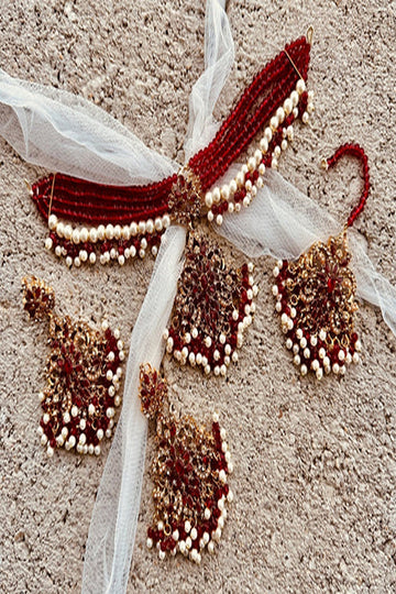 KOH-E-GEM | JEWELLERY | ARIA SLEEK CHOKER SET - MAROON