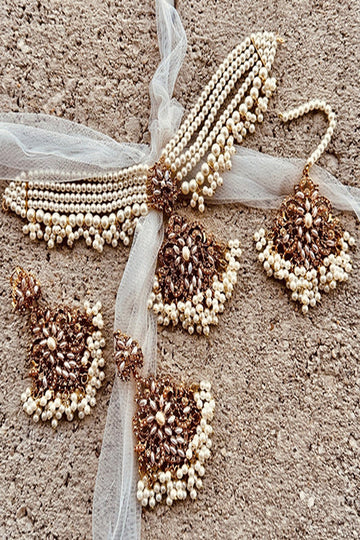 KOH-E-GEM | JEWELLERY | ARIA SLEEK CHOKER SET - WHITE