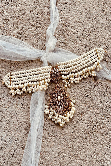 KOH-E-GEM | JEWELLERY | ARIA SLEEK CHOKER SET - WHITE