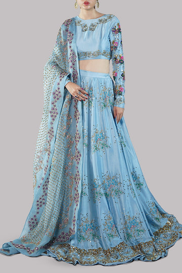 MUSE | BALTIC SEA LEHENGA CHOLI EMBELLISHED SET