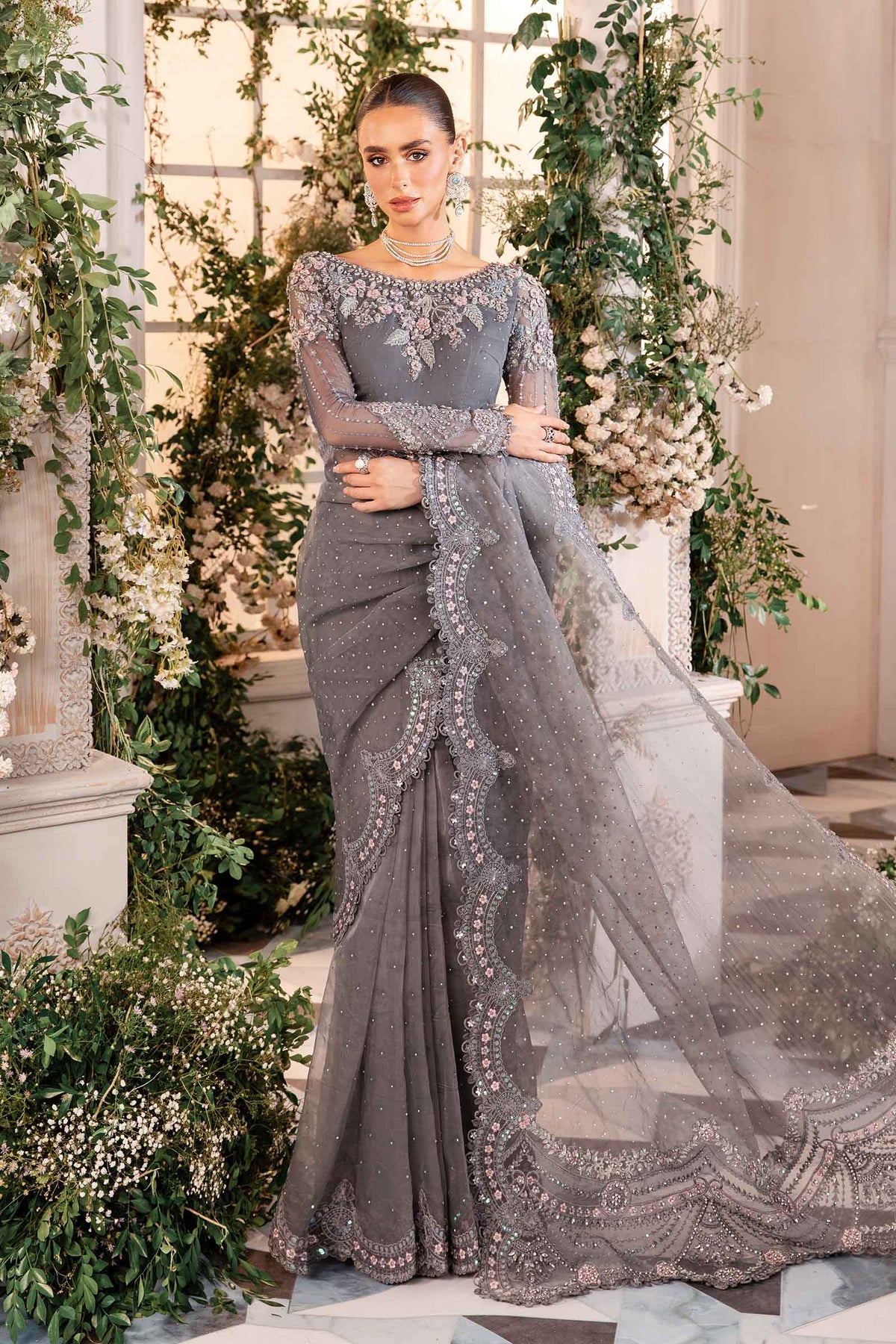 MARIA B | MBROIDERED | EMBROIDERED ORGANZA SUIT | BD-2902 | SAREE