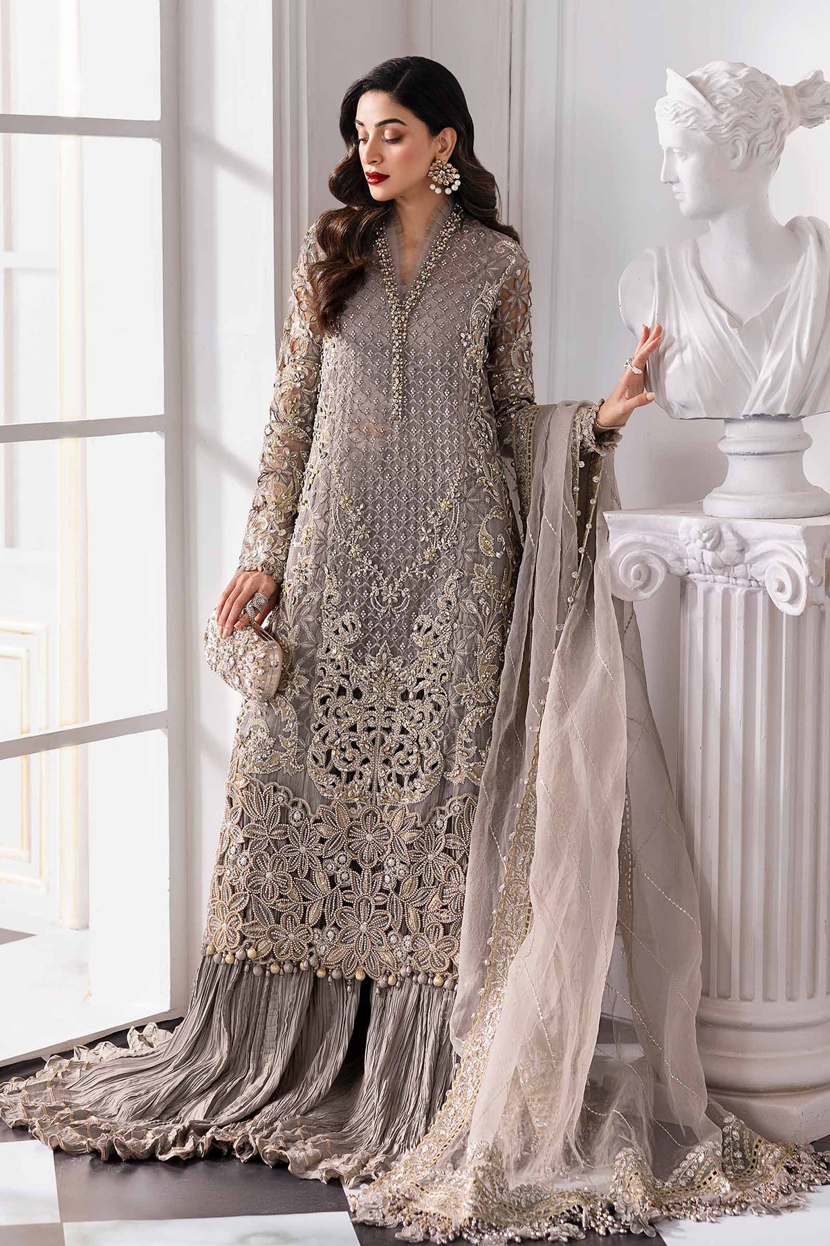 MARIA B | MBROIDERED | EMBROIDERED ORGANZA SUIT | BD-3006 | LONG