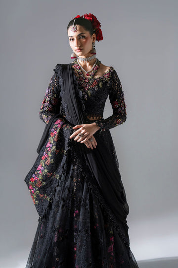 MARIA B | MBROIDERED | 3 PIECE EMBROIDERED ORGANZA SUIT | BD-3101-OBSIDIAN GARDEN