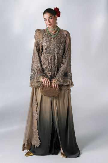 MARIA B | MBROIDERED | 3 PIECE EMBROIDERED CHIFFON SUIT | BD-3102-ANTIQUE BRONZE | B
