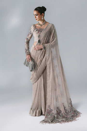 MARIA B | MBROIDERED | EMBROIDERED CHIFFON SAREE | BD-3103-MOON GREY
