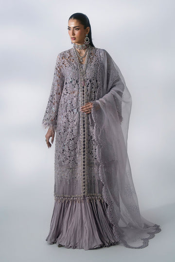 MARIA B | MBROIDERED | 3 PIECE EMBROIDERED ORGANZA SUIT | BD-3105-DUSTY LILAC | LONG
