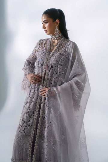 MARIA B | MBROIDERED | 3 PIECE EMBROIDERED ORGANZA SUIT | BD-3105-DUSTY LILAC | LONG
