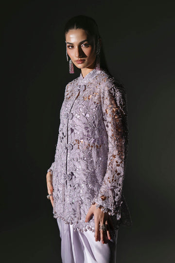 MARIA B | MBROIDERED | 3 PIECE EMBROIDERED ORGANZA SUIT | BD-3105-DUSTY LILAC | SHORT