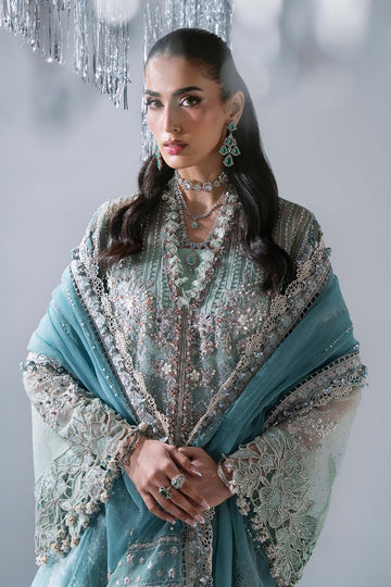 MARIA B | MBROIDERED | 3 PIECE EMBROIDERED ORGANZA SUIT | BD-3107-SEA GREEN | LONG