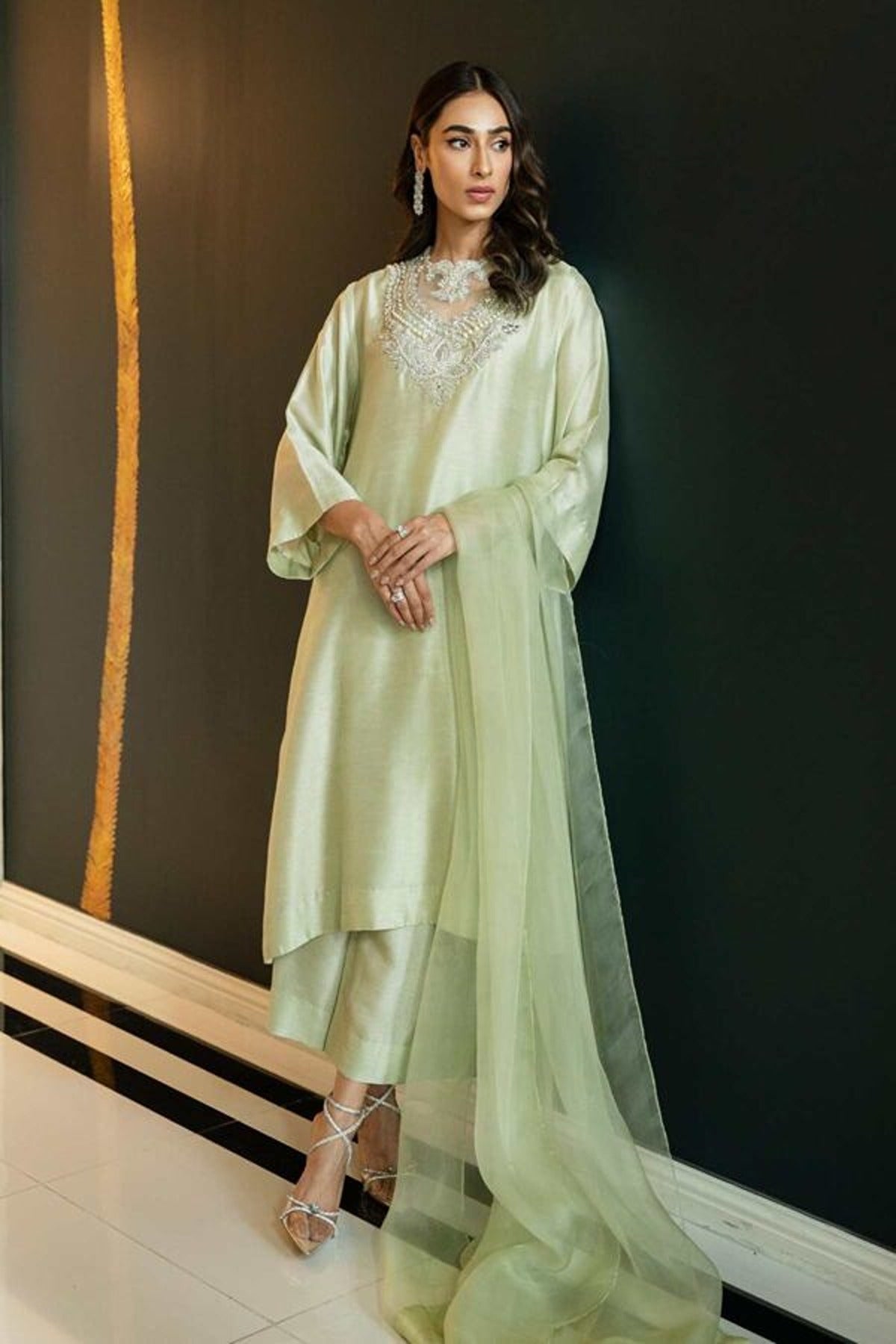 SADAF FAWAD KHAN | CLASSIC PRET | BEJEWELLED (MINT GREEN)