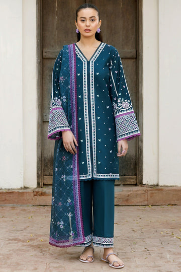 FARASHA | SUMMER WEAVES EMBROIDERED LAWN'25 | BLUE ALLURE