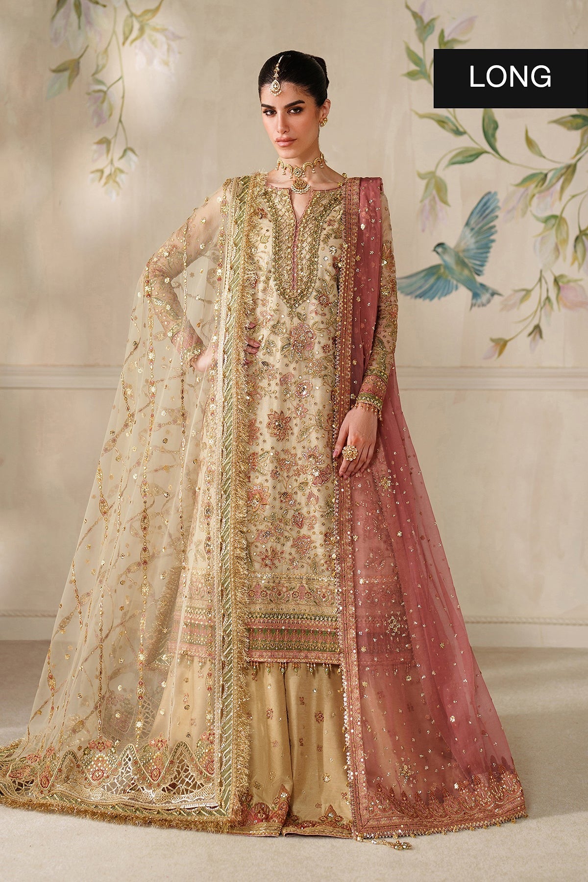 BAROQUE | CHANTELLE | EMBROIDERED NET CH14-02 | LONG SHIRT & SHARARA