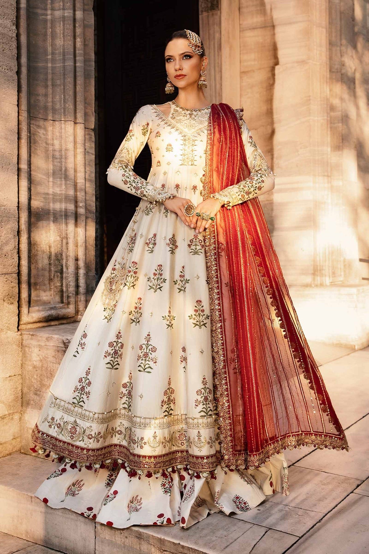 MARIA B | SATEEN | EMBROIDERED COTTON SATIN SUIT | CST-801