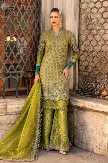 MARIA B | SATEEN | EMBROIDERED COTTON SATIN SUIT | CST-803