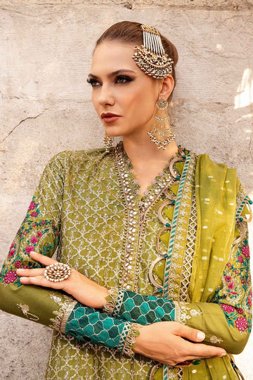 MARIA B | SATEEN | EMBROIDERED COTTON SATIN SUIT | CST-803